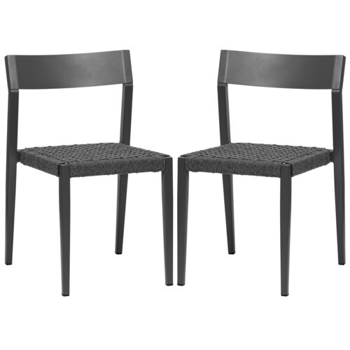 S/2 Graystone Outdoor Rope Side Chairs, Gray