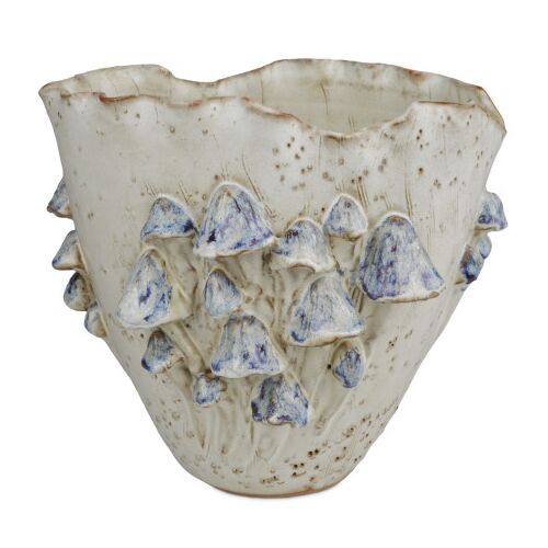 Black Forest Mushrooms Vase, Cream/Reactive Blue Black Forest Mushrooms Vase, Cream/Reactive Blue
