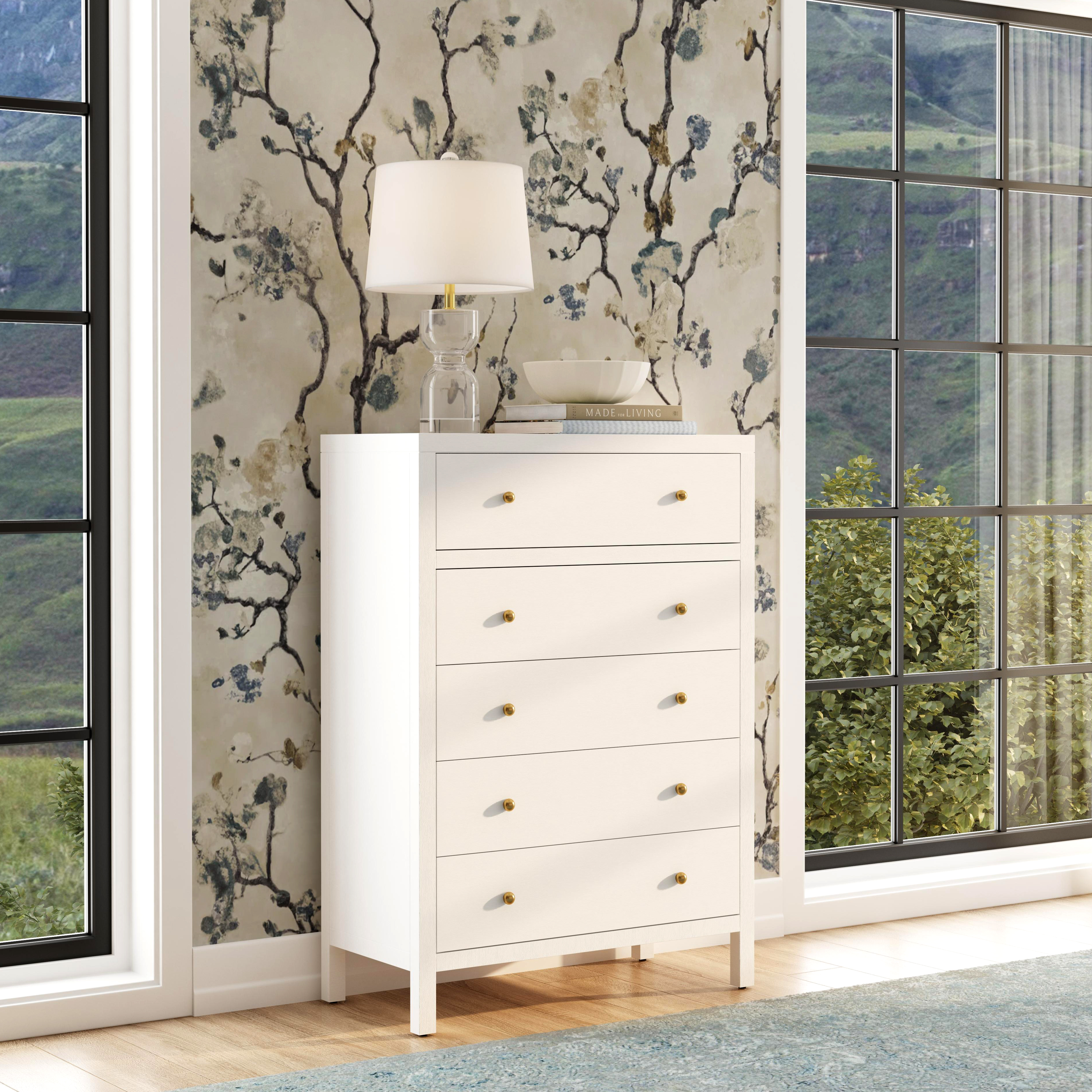 tall dresser white and gold Tall 6 Drawer Dresser with Two Doors