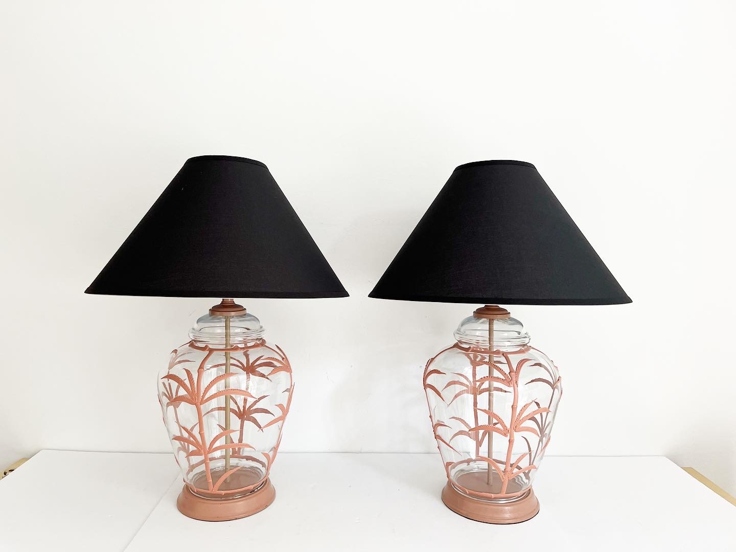 Terracotta Palm Tree Lamps & Shades/Pair~P77677605