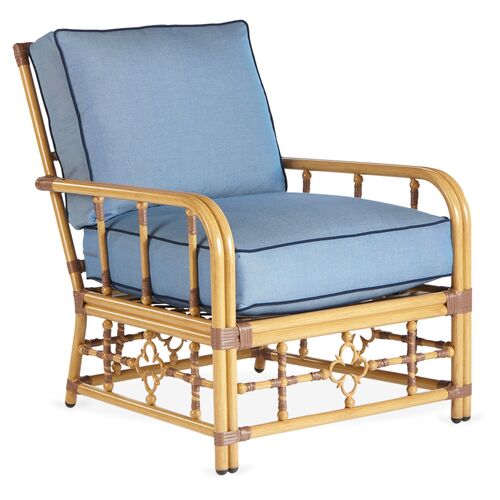 Mimi Lounge Chair, Light Blue/Navy Welt~P77473775