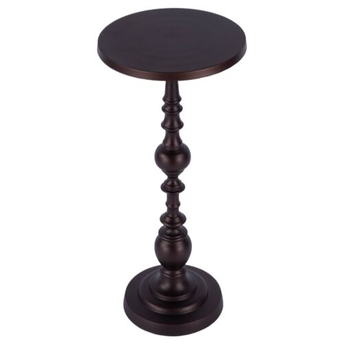 Darian Outdoor Round Pedestal Side Table, Bronze