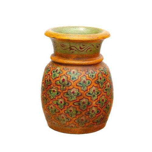 Antique Wooden Hand-Painted Vase~P77738502