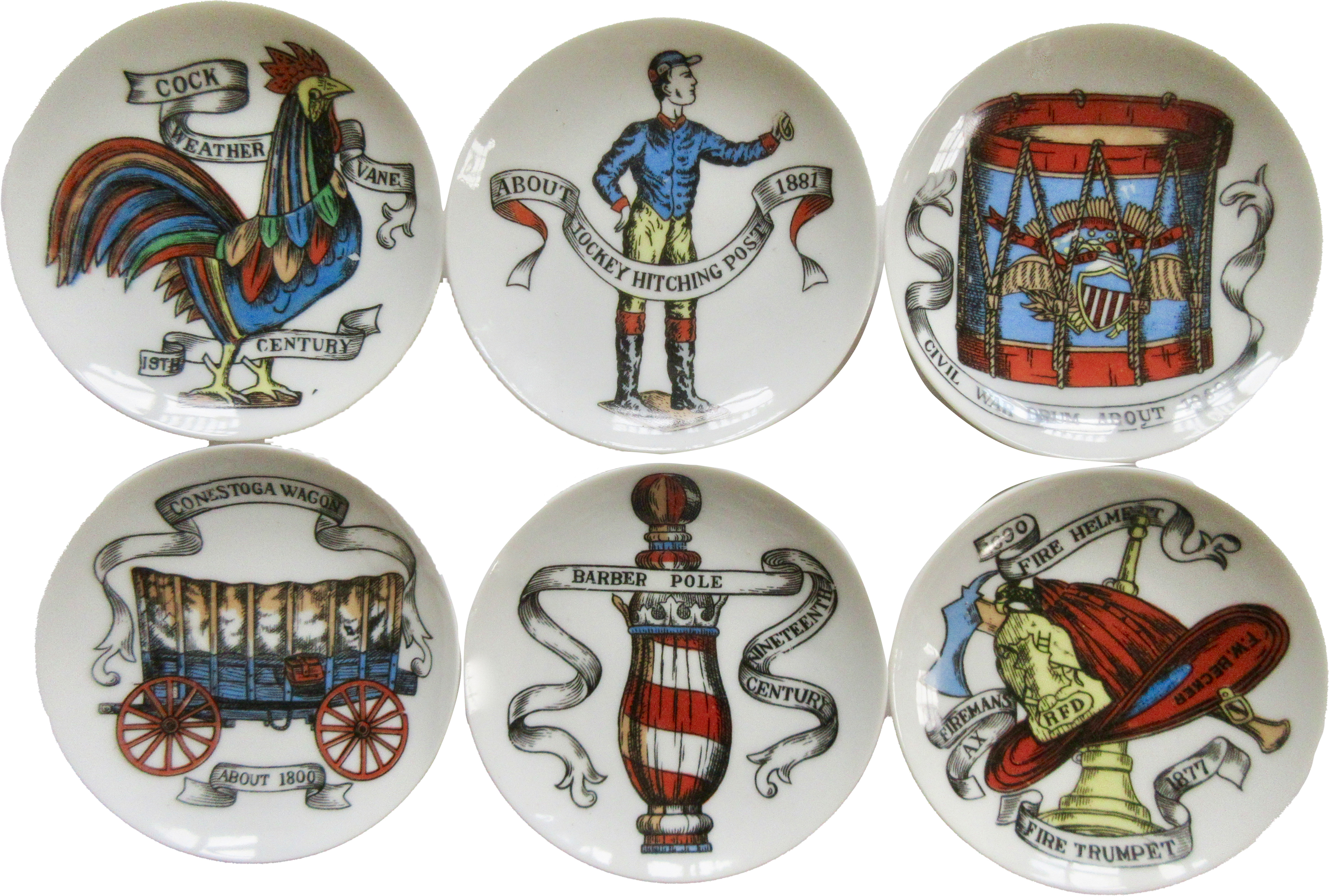 Fornasetti-Style MCM Coasters S/6~P77574912