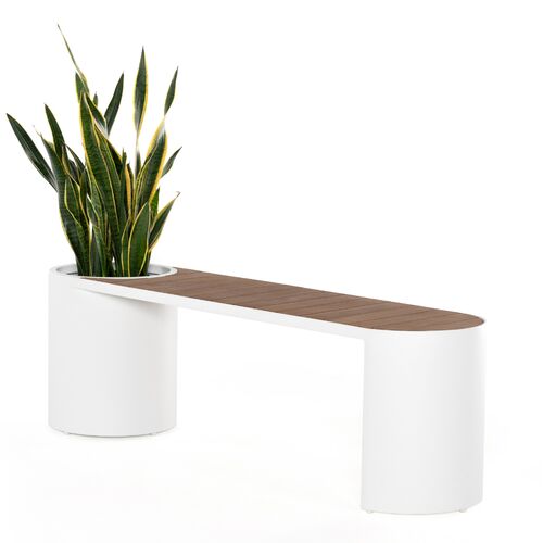 Isabel Outdoor Bench with Planter, Natural/White~P77612960