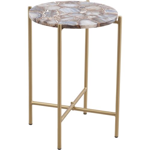 Sandra Agate Side Table, Gray/Gold~P77656932