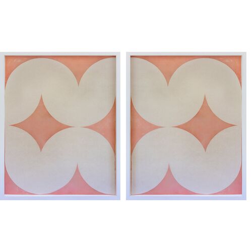 Dawn Wolfe, Pink Wave Abstract Diptych~P77571852