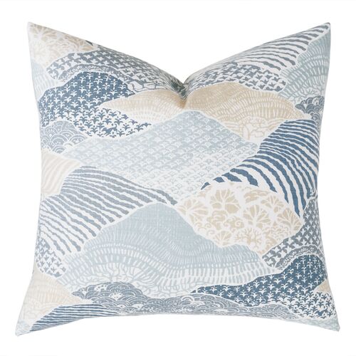 Marino Abstract Seaside Pillow, Blue