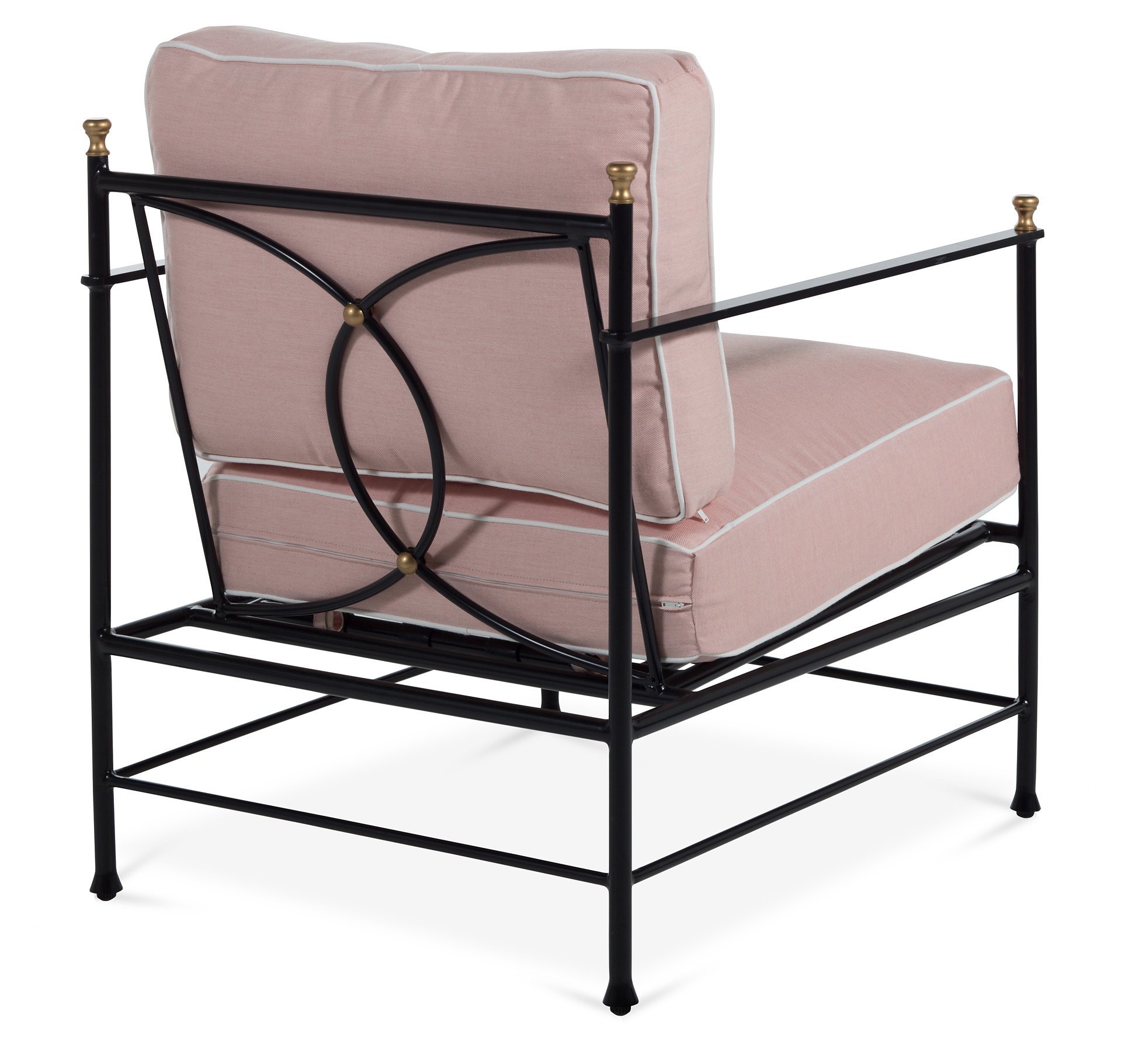 Capitonné moiré chaise lounge in light pink moiré