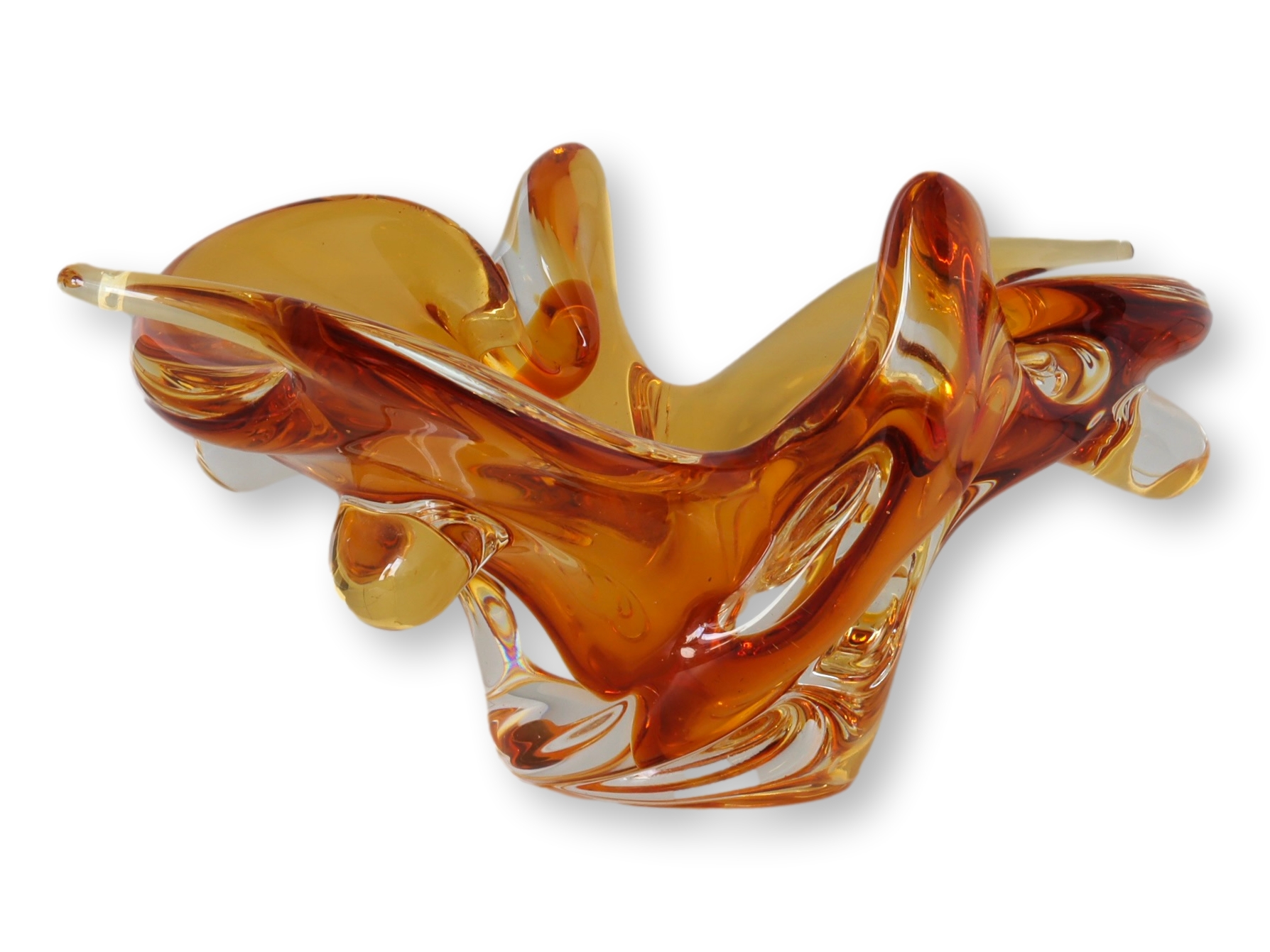 Amber Murano Glass Free Form Bowl~P77728949