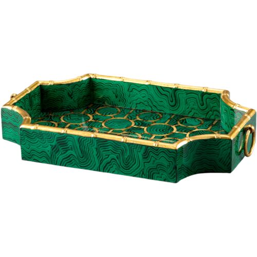 Bamboo Patterned Tray, Malachite
