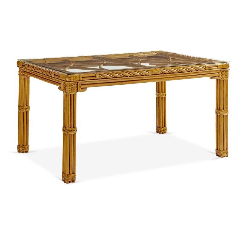 New Twist Rattan Square Dining Table, Natural