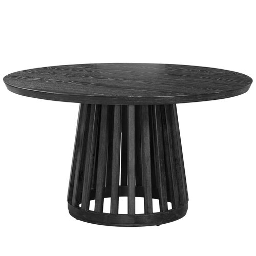 Everett Round Dining Table, Cerused Black