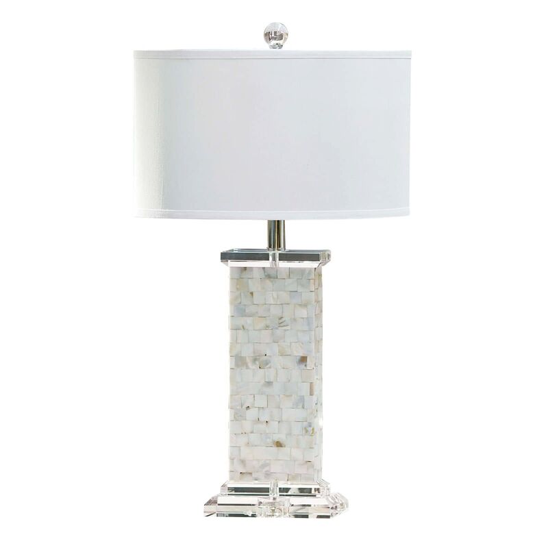 Mother of Pearl Column Lamp, White
