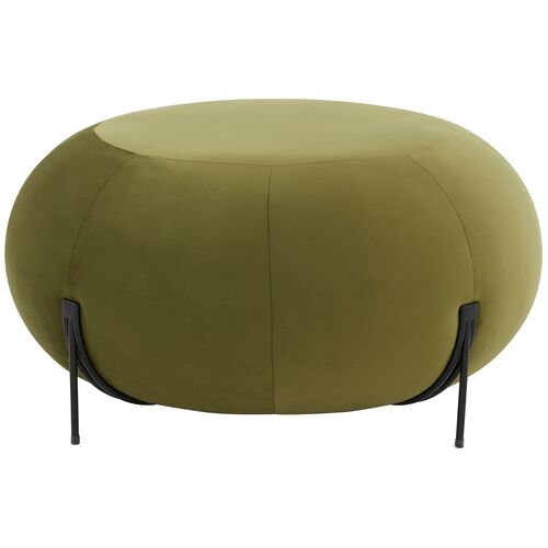 Snowbell Round Velvet Ottoman