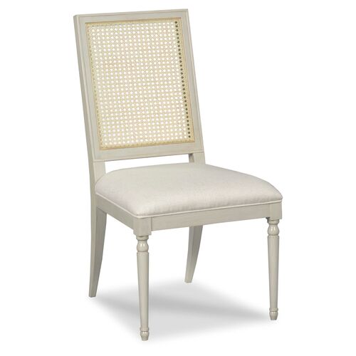 Mariana Cane Side Chair, Graystone/Natural Linen~P77550421