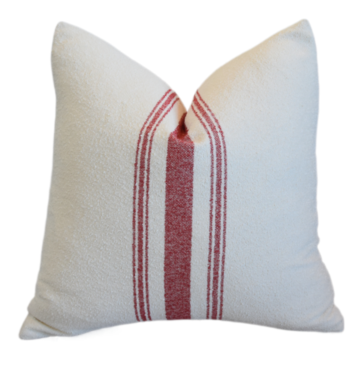 French Red Striped Grain Sack Pillow~P77755074