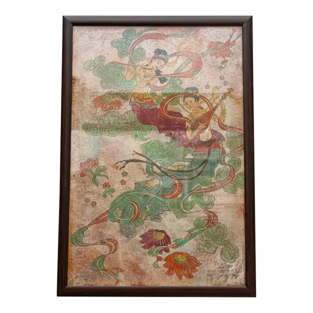 Framed Fresco Chinese Mural Fragment Framed Fresco Chinese Mural Fragment~P77758973