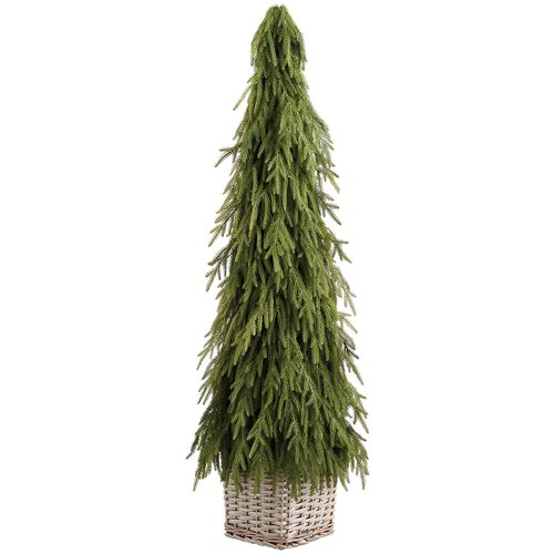 Cypress Cone Topiary in Basket, Green Cypress Cone Topiary in Basket, Green