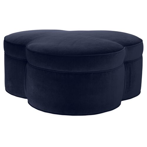 Portsmouth Upholstered Ottoman, Navy Velvet