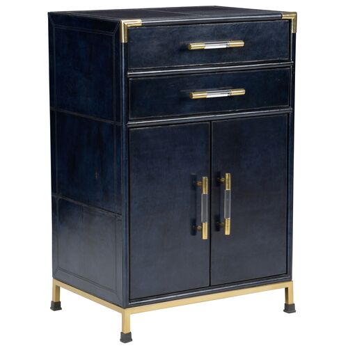 Atticus Leather Cabinet, Blue