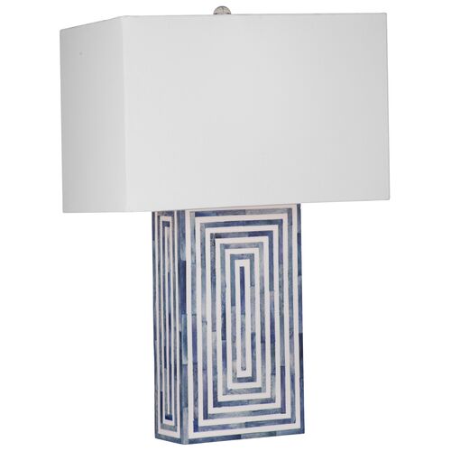 Cypress Bone Inlay Table Lamp, Blue/White