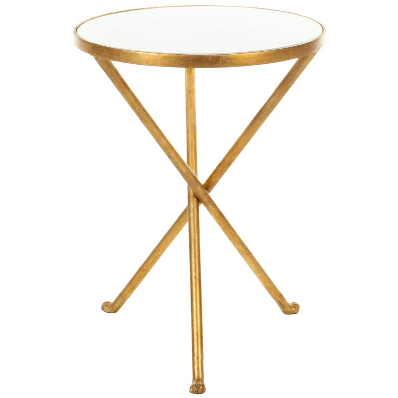 Maddy Granite Side Table, White/Gold