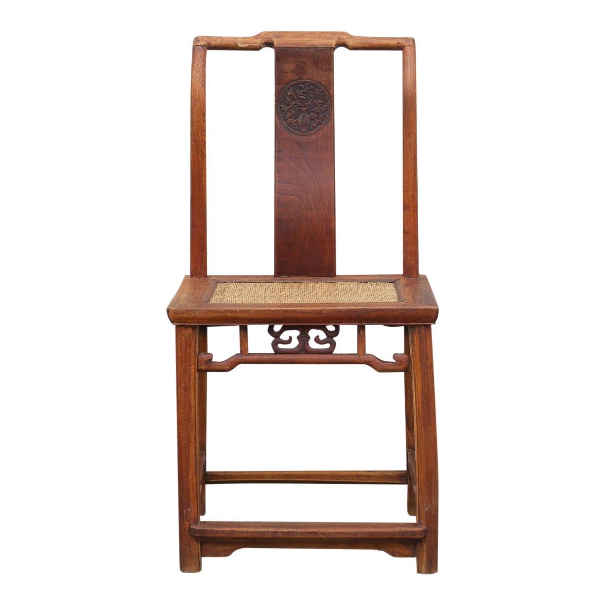 Antique Carved Elm Wood Chinese Chair~P77630499