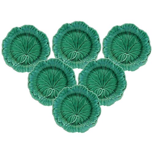 Wedgwood Green Majolica Plates, Set of 6 Wedgwood Green Majolica Plates, Set of 6