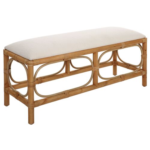 Orin Bench, White/Natural