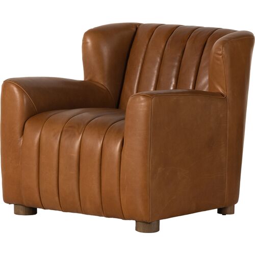 Elliot Leather Channeled Chair, Dakota Tobacco~P111117784