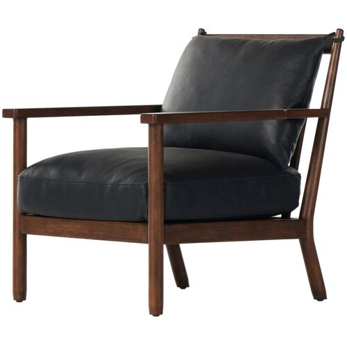 Nolan Leather Accent Chair, Black/Brown