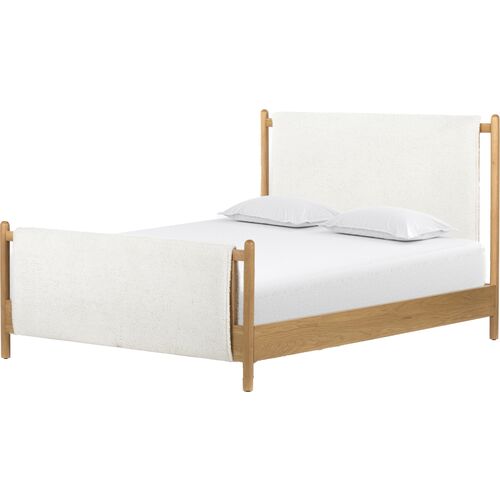 Cruz Upholstered Bed, Natural/Sheepskin~P77642256