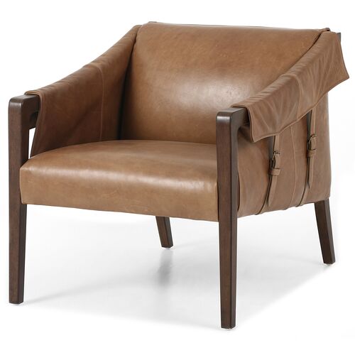 Colby Accent Chair, Almond Leather~P77595444