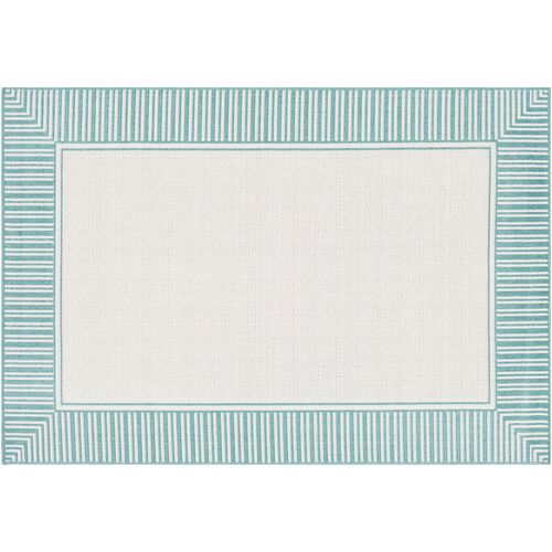 Fay Outdoor Rug, Teal/White