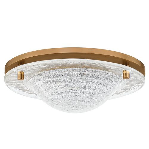 Halston Flush Mount, Patina Brass/Piastre Glass