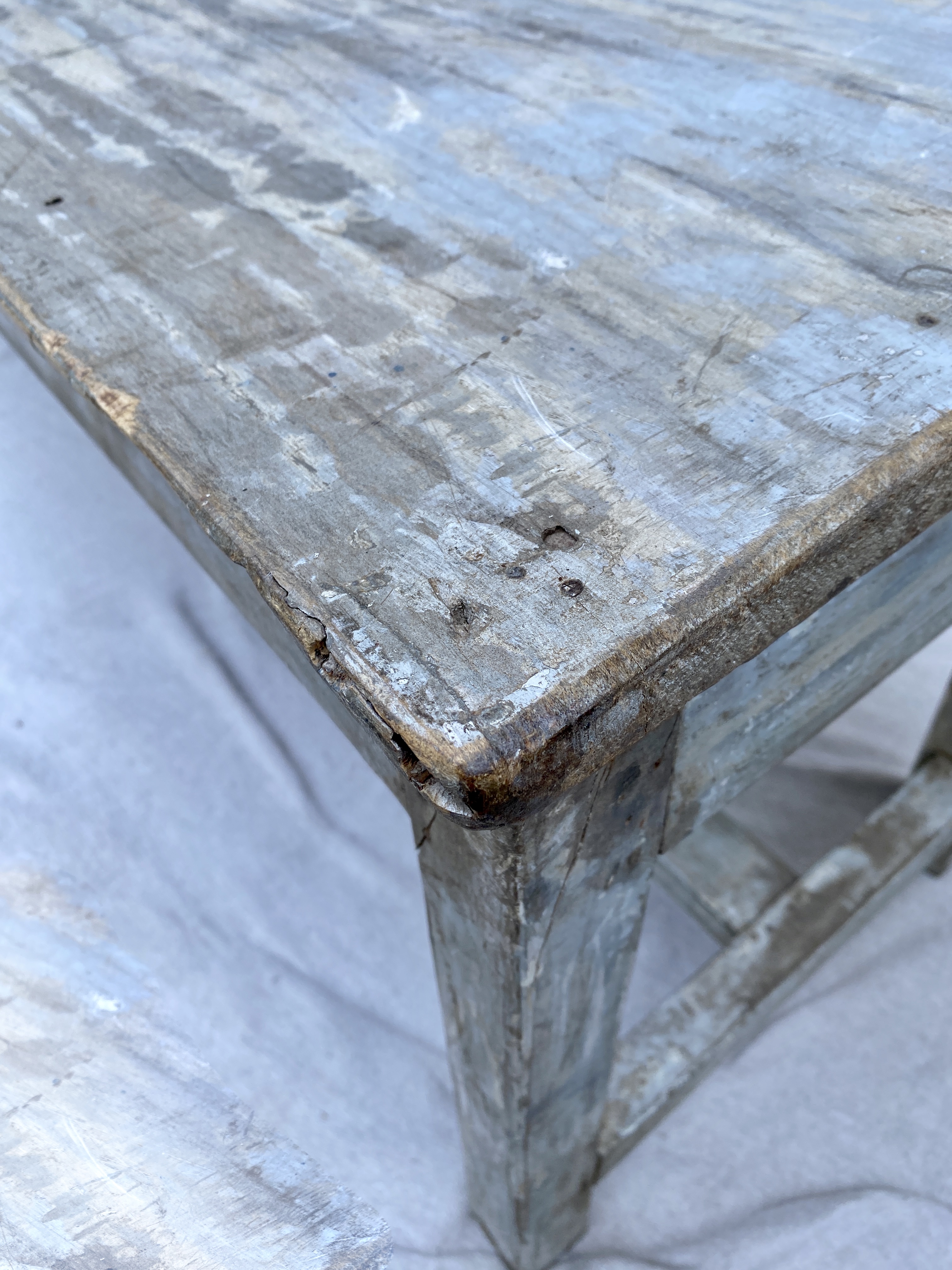 Extra Long Distressed Painted Wood Bench~P77673416