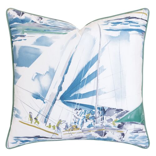 Marina Sailors Pillow, White/Blue Marina Sailors Pillow, White/Blue