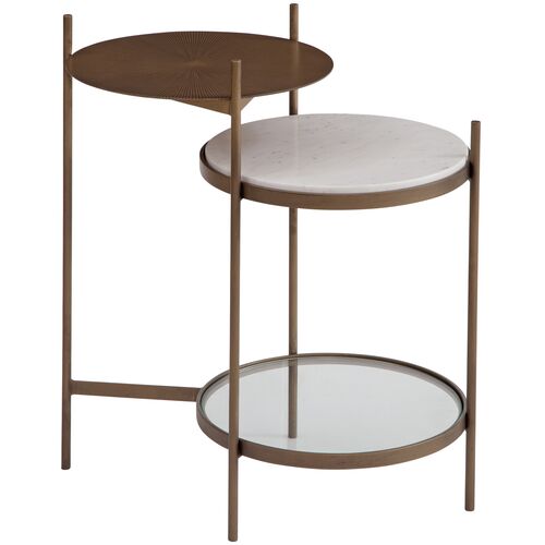 Claire 3-Tier Marble/Iron Accent Table, Gold