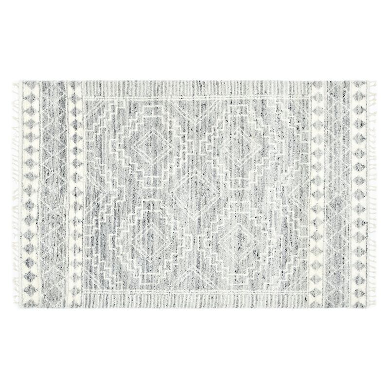 Leah Moroccan Hand-Knotted Rug, Light Gray