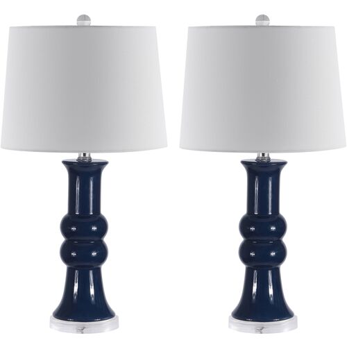 S/2 Lexi Ceramic Table Lamps, Navy Blue~P77643735