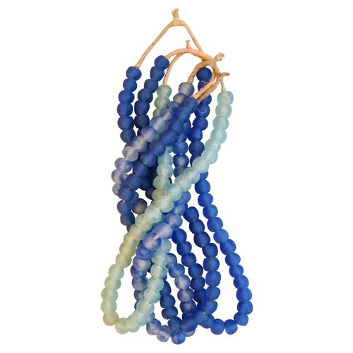 Aqua, Blue, Teal  Sea   Glass Beads, S/4~P77071311