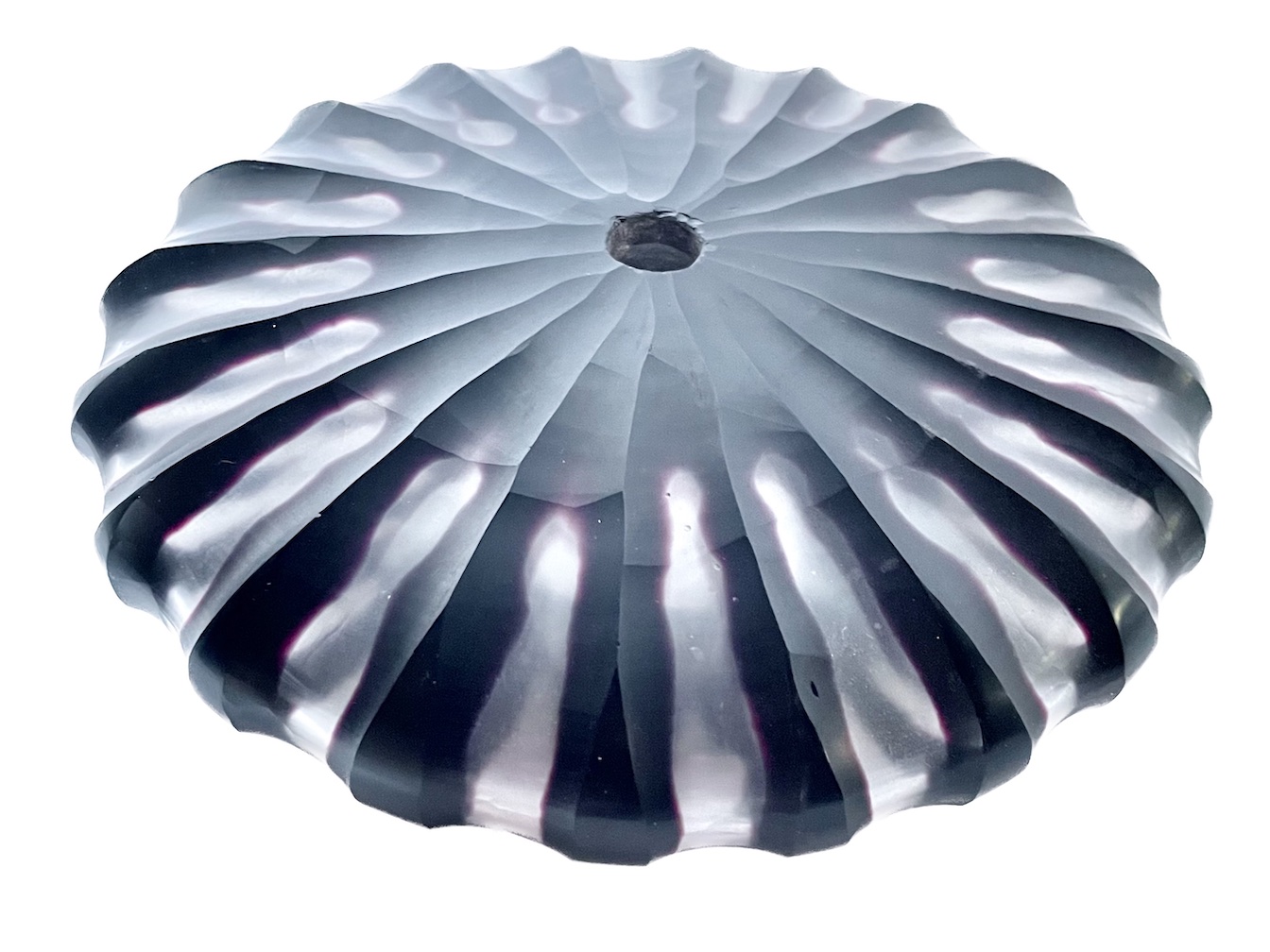 Striped Cut Glass Disc Vase~P77687384