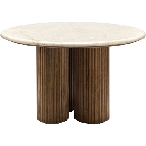 Zaidan 35" Round Marble Top Coffee Table, Brown