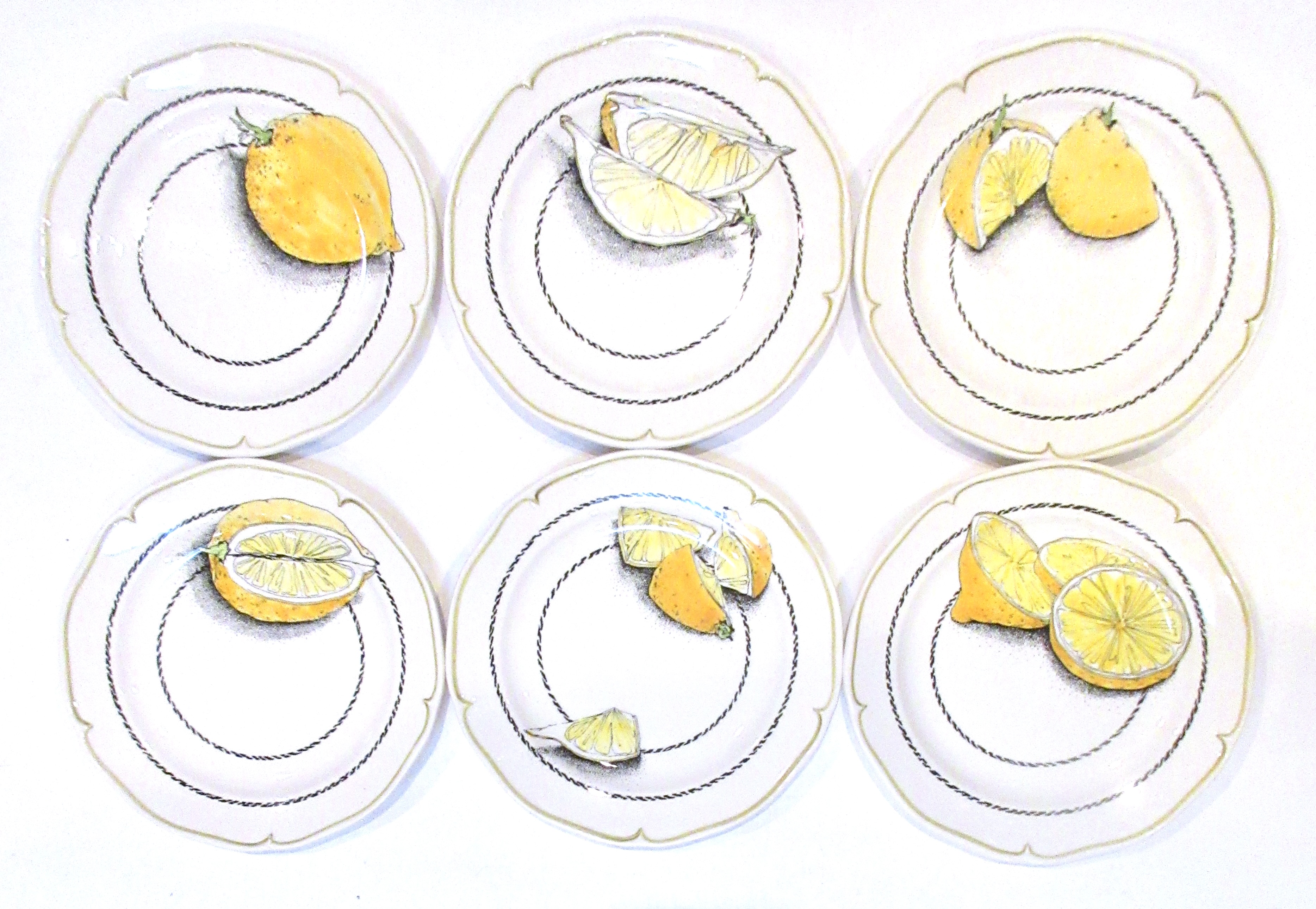 Gien Hand-Painted Lemon Plates S/6~P77688466