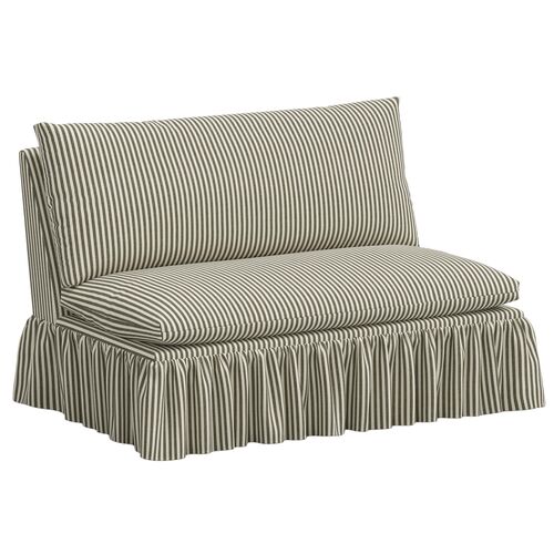 Thelma Ruffle Settee, Jane Stripe