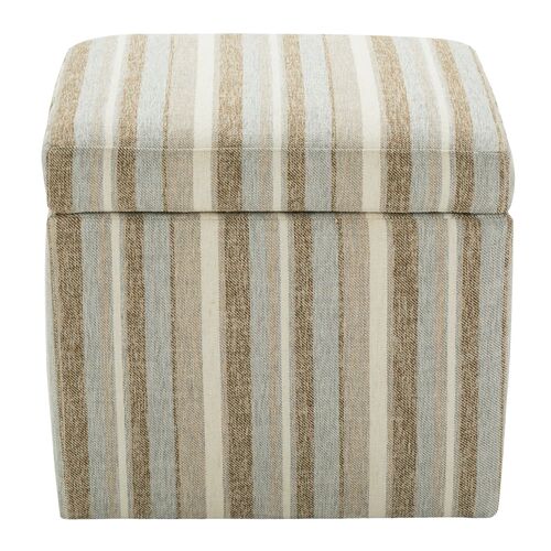 Elara 20" Square Striped Storage Ottoman, Malt Elara 20" Square Striped Storage Ottoman, Malt
