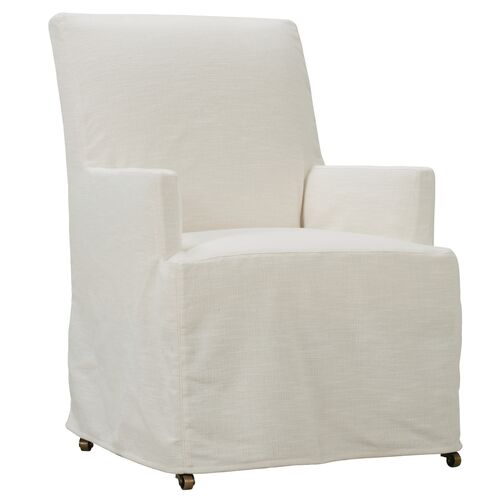 Elio Slipcovered Dining Chair w/ Casters