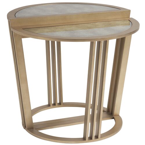 S/2 Brooke Bunching Accent Tables, Champagne/Emerald Burnished Silver Leaf S/2 Brooke Bunching Accent Tables, Champagne/Emerald Burnished Silver Leaf