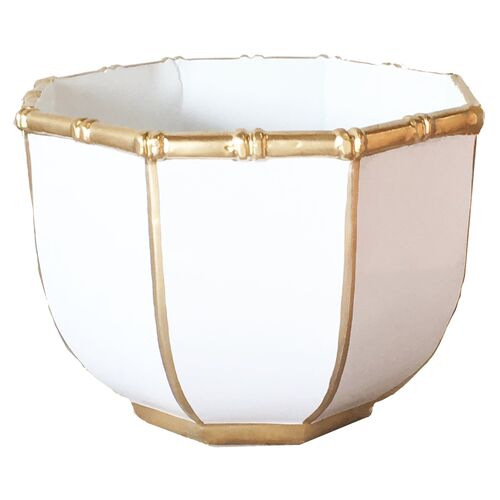 Bamboo-Style Decorative Bowl, White~P77455476